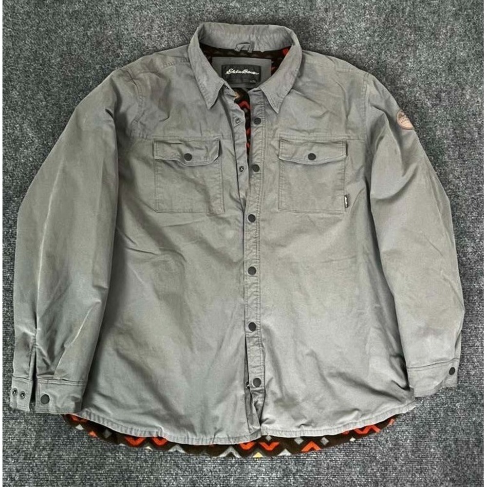 Eddie‎ Bauer Mens 2XL Voyager Fleece Blanket Aztec Lined Jacket Gray Western